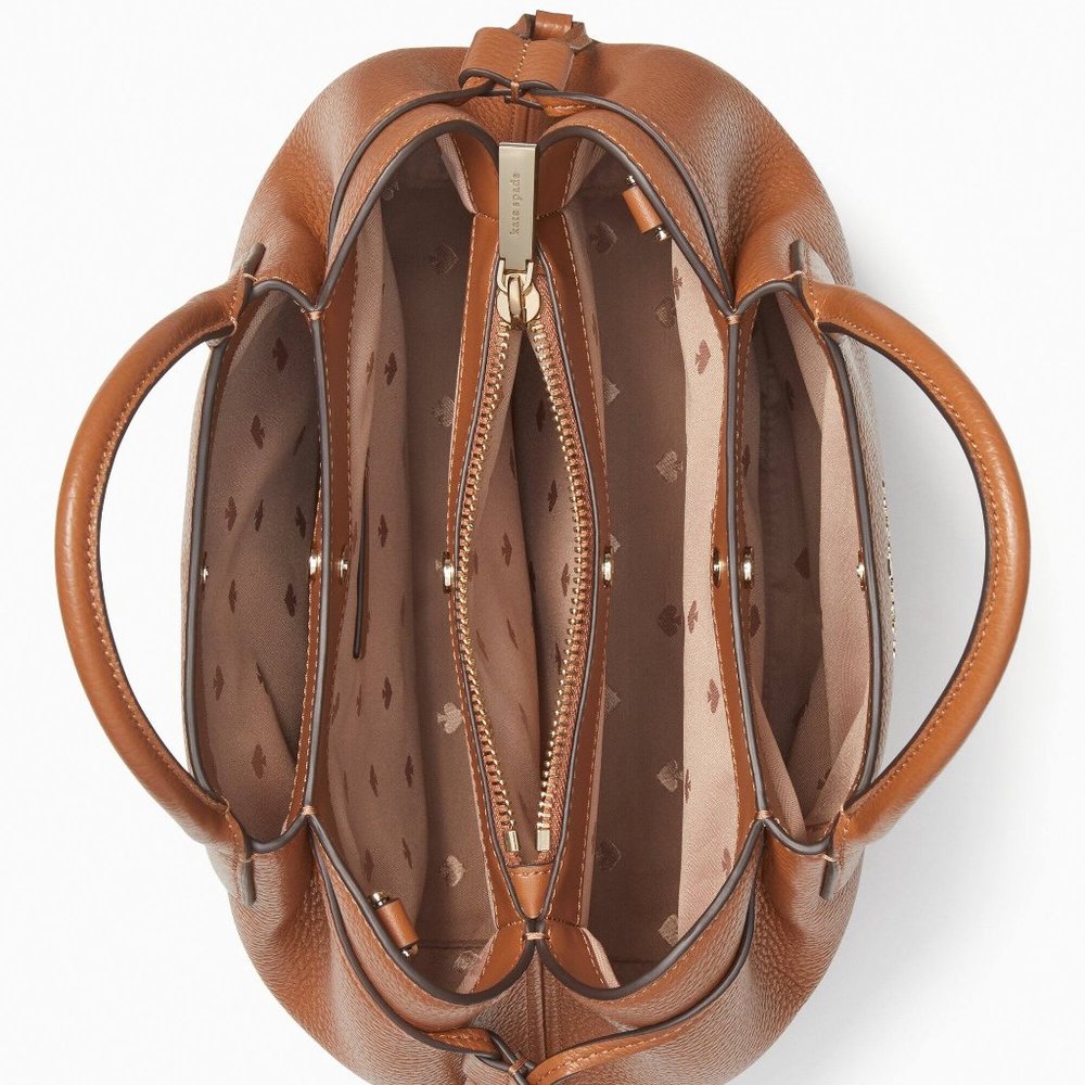 New Kate Spade Dumpling Small Satchel Pebble Leather Warm Gingerbread - Picture 4 of 4